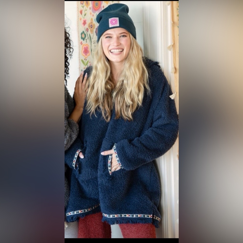 Natural Life Navy Blue  fuzzy oversized hoodie